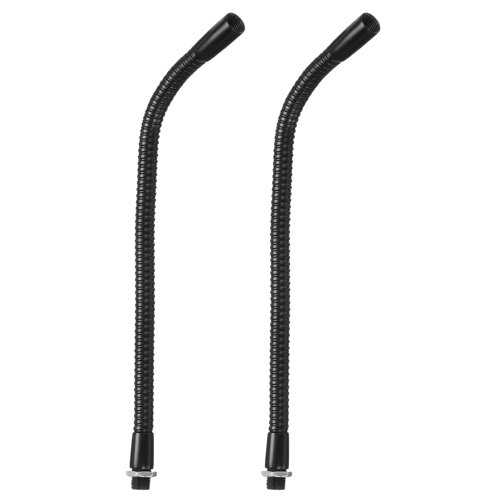PATIKIL 9.9" Universal Gooseneck Hose, 2 Pcs M10 Fine Thread Bendable Metal Hose Flexible Arm Soft Tube Extension for Lamp, DIY Equipment, Black