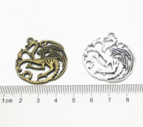 Dandan DIY 16pcs/8pairs Antique Charms Alloy Dragon Pendant Craft Accessory Diy Fire Dragons Necklace Craft Making Supply (Dragon)