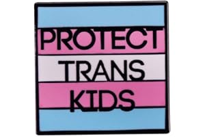 LATINDAY 1 Pack Metal Square Enamel Pin Decorative PROTECT TRANS KIDS Brooch Creative Fashion Badge with Letter Art Accessory for Jackets Cotton Shirts Skirts Canvas Bags Denim