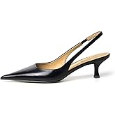 FSJ Women's Mid Kitten Heel Slingback Sandals Pointy Toe Sexy Stiletto Pumps Comfortable Dress Summer Party Shoes Size 4-15 US