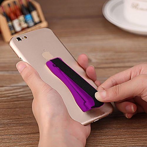 FRA Hand or Finger Phone Holder and Stand with Strong Elastic Strap Phone Grip (Purple)