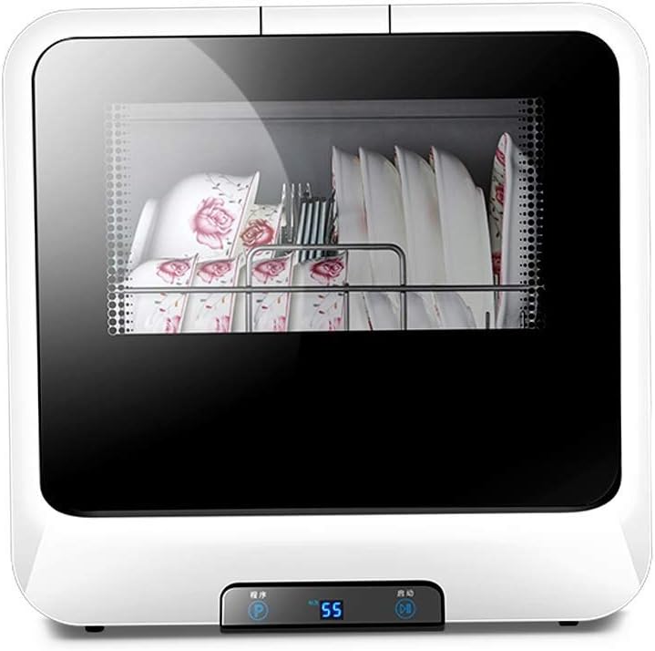 DWLXSH Complete Portable Countertop Dishwasher,Stainless Steel Desktop Automatic Dishwasher with Drying And Cooling Function,Low Noise Transparent Visible Window