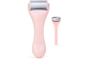 MAANGE Ice Roller for Face and Eye 2 Pcs,Face Roller Skin Care for Puffiness,Migraine,Pain Relief,Eye Roller For Puffy Eyes Dark Circles,Stainless Steel Facial Roller (Pink)