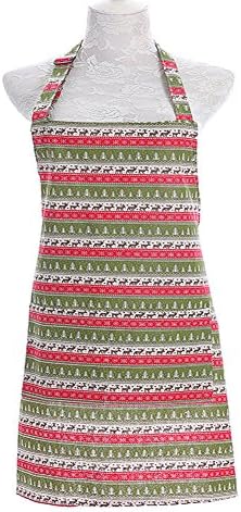 MissOwl Adjustable Bib Apron with Pockets Cooking Kitchen Apron for Women Deer Christmas