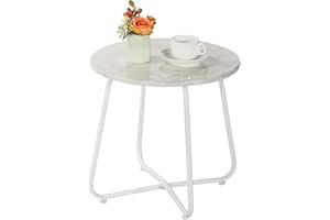 VECELO Patio Outdoor Side Snack Table,Small Round Anti-Rust Metal Style for Garden Balcony,Yard,Living Room