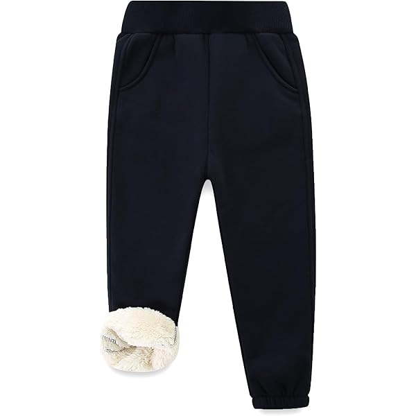 Fleece Lined Baby Boy Black Jogger Pants Winter Pants Boys Kids