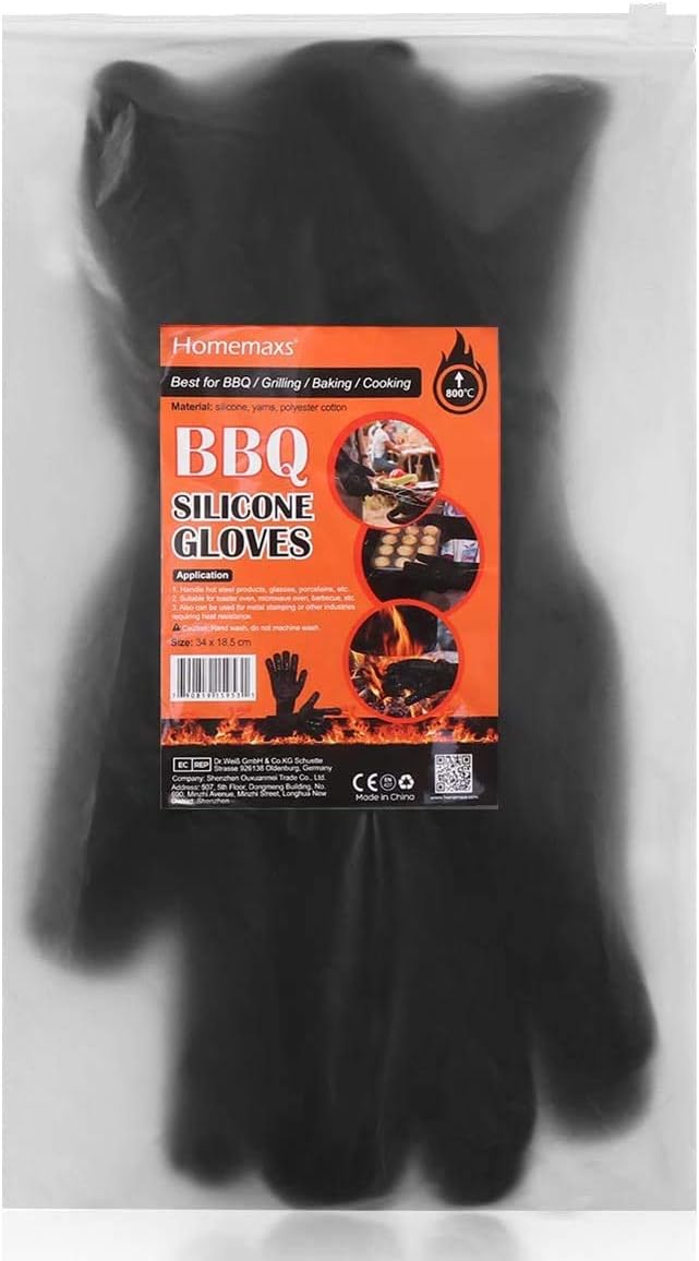 Homemaxs BBQ Gloves 1472℉ Extreme Heat Resistant Grill Gloves, Food Grade Kitchen Oven Mitts, Silicone Non-Slip Cooking Gloves : Garden & Outdoor