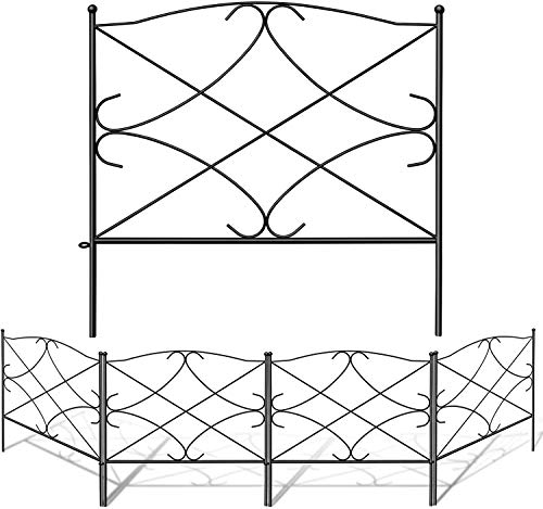 Amagabeli 60CM X 300CM Gartenzaun Metall Zaunelementen Gartenzaun Dekorative Zaun Komplettset Zaun Metall Holz Draht…