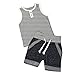 Kehen Toddler Baby Boys 2pcs Summer Outfits Sleeveless Stripes T-Shirt + Short Pants Casual Sets (Black, 12-18 Months)