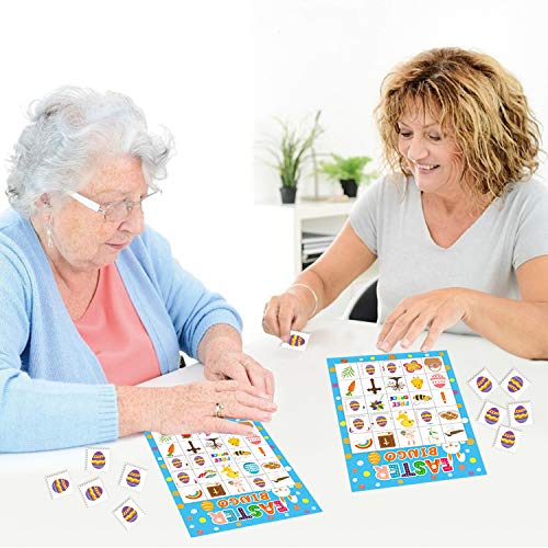 Easter Bingo Game for Kids, Yoklili Easter Egg Bunny Game Cards Party Favors Supplies for Children Adults Classroom, 24 Players