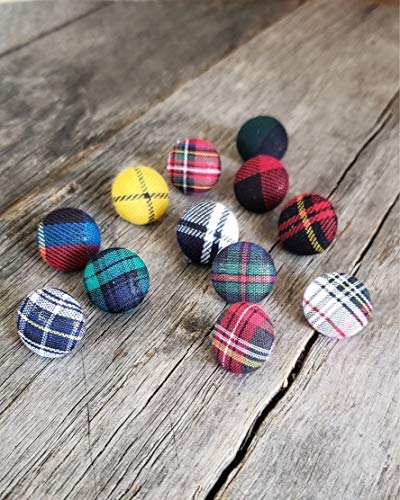 set of 10 Tartan Plaid push pins | decorative push pins, push pins for maps, world map push pins, decorative thumbtacks, fabric push pins, button push pins