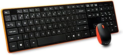 BFRIENDit Wireless Keyboard and Mouse Ultra-Quiet Chocolate Keys 2.4GHz Connection Slim Wireless Keyboard Mouse Combo for Windows 10 / 8 / 7 / Vista , Mac &amp; PC , Smart TV , RF1430K - Black &amp; Orange