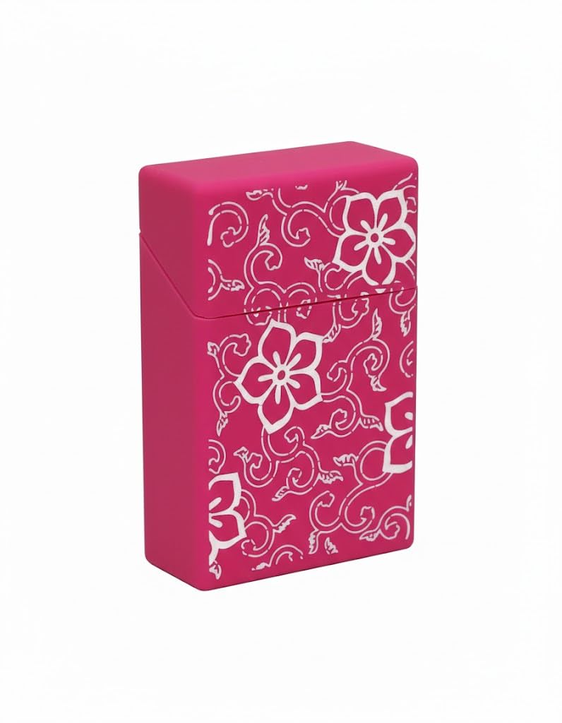 Silicone Cigarette Case Pack Box Cover Cig Holder King Size Cigarettes Pink Flowers Design Novelty Gifts for Her Accessory BestWayDigital
