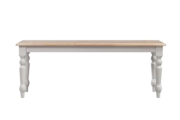 Boraam Farmhouse Bench, White and Natural Wood Accent