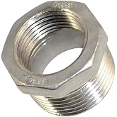 1" Male x 3/4" Female Thread Reducer Bushing Pipe Fitting, Adapter, Stainless steel SS 304 NPT