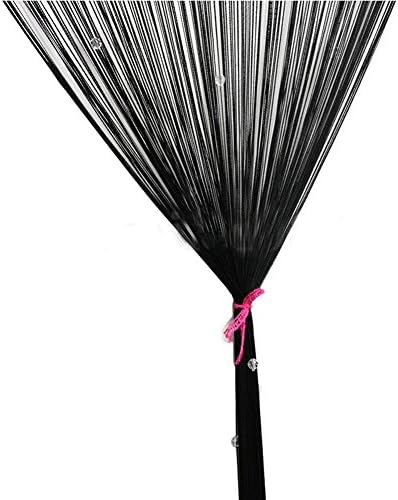 Decoration Beaded Door String Curtain Window Panel Room Divider Cute Strip Tassel Home Decoration 100 X 200 CM (Black)