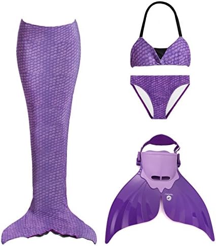 Tendol 3 PC Mermaid tail for swimming and Christmas costume includes the NEW Tendol mermaid MONO FIN (Purple, X-Large)