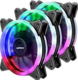 upHere Computer Case Fan 120mm LED Silent Fan for Computer Cases, CPU Coolers, and Radiators Ultra Quiet,Triple Pack Colorful Case Fan,F03