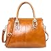 Yafeige Womens/Lady's Handbag Vintage Luxury Wax Genuine Leather Tote Shoulder Bag Satchel Purse (Brown)