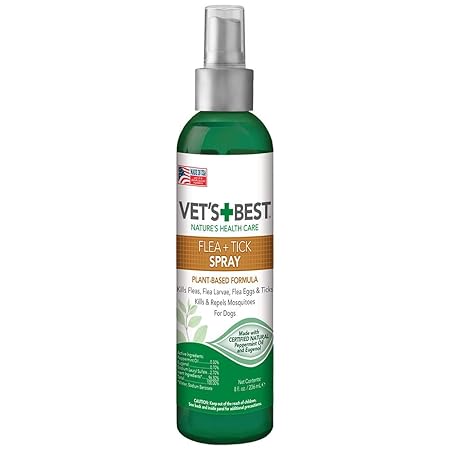 Vets Best Natural Flea and Tick Spray, 8 oz, USA Made (Packaging May ...