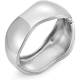 YERTTER Punk Gold Silver Irregular Bangle Cuff Bracelet Hammered Open Wrist Cuff Wide Chunky Bangle Statement Bracelets for Girls