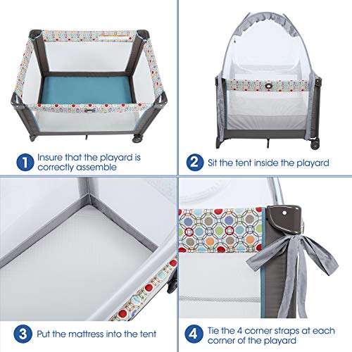 Minnebaby Pack N Play Tent, Keep Baby from Climbing Out, Mini Crib
