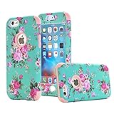 iPhone 6 Case, iPhone 6S Case, Ranyi [2 Piece Floral Flower] [360 Full Body Protection] [Shock Absorbing] Hybrid Rugged Protective 3 in 1 Rubber Case Cover for Apple iPhone 6/6s (4.7 inch), rose gold