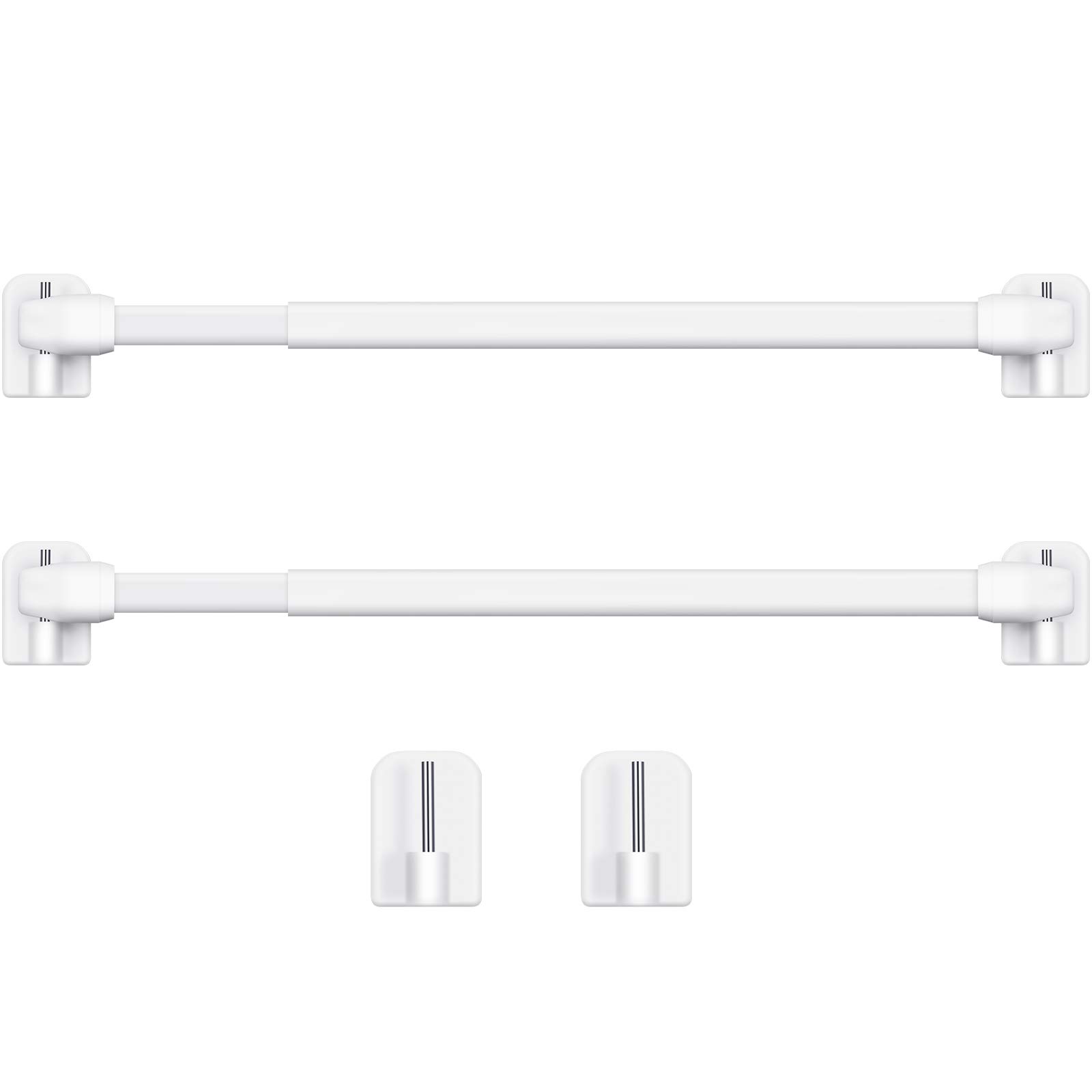 Photo 1 of Jetec 2 Pieces Adjustable Plastic Net Curtain Rod 15.7-27.5 Inch Self Adhesive Shower Curtain Rods for Window Cupboard Bars Tension Drill Less Accessories for Home Bathroom Hotel (White)