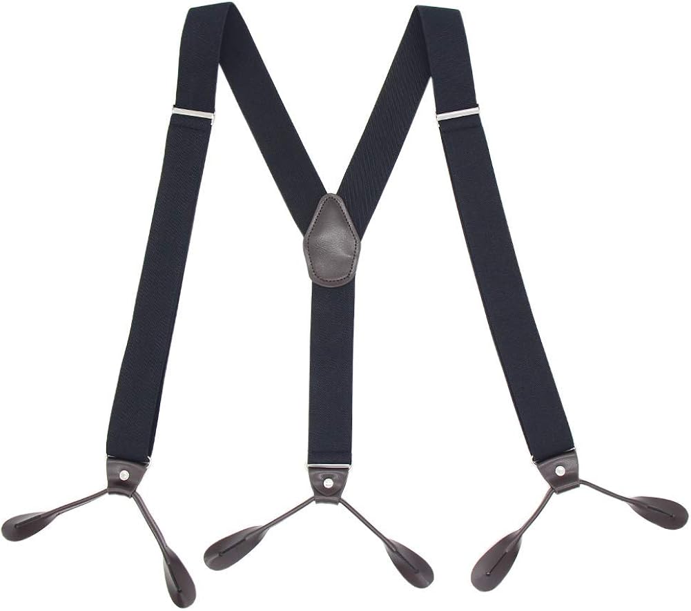 Suspenders for Men Heavy Duty Black Button Mens Suspenders Y Back