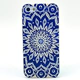 Iphone 5c Case, JAHOLAN Blue Totem Flower Painting Clear Bumper TPU Soft Case Rubber Silicone Skin Cover for iphone 5c