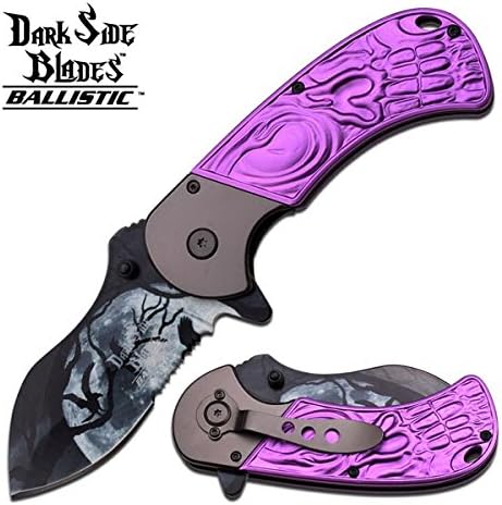 DS-A009PE DARK SIDE BLADES DS-A009PE SPRING LSoH38F3 ASSISTED KNIFE WyzIFRB 4.75" ajsks ajskdkw dkkdwoqkd vmdka dauioa djas SPRING ASSISTED KNIFE3.5" 3.5M BLADE ,STAINLESS STEELHALF SERRATED HEAT TRANSFER PAINTING BLADEPURPLE DIE ALUMINUM HANDLE 7
