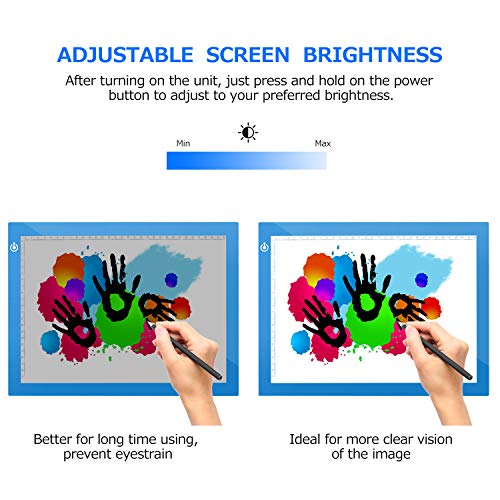 A4 Dimmable Brightness LED Artcraft Light Box Tracer Slim Light Pad Portable Tablet, ME456 USB Power Cable Copy Drawing Board Tracing Table for Artists Designing, Animation, Sketching (Blue)