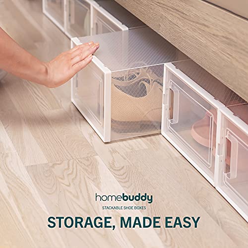 HomeBuddy Shoe Organizer Box 6 Pack Shoe Box, Stackable Sneaker