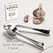 Qlty First Stainless Steel Professional Garlic Press, Crusher with Soft Touch Handle - Includes a Garlic Recipe Ebook