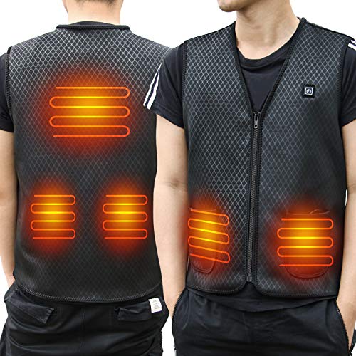 PBOX Heated Vest, USB Charging Electric Heated Jacket Washable for Women Men Winter Outdoor Motorcycle Riding with Rechargable Battery
