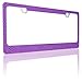 BLVD-LPF OBEY YOUR LUXURY Popular Bling 7 Row Purple Color Crystal Metal Chrome License Plate Frame with Crystal Screw Caps - 1 Frame