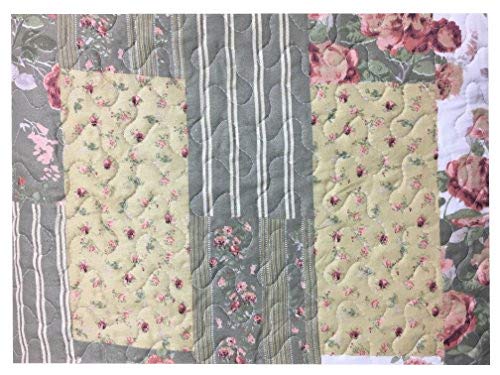 ALL FOR YOU 3-Piece Reversible Bedspread/Coverlet/Quilt Set-Beige, tan, Pink, Burgundy and Gray Green sage Prints (Oversized King 110"x120")