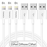 iPhone Charger, TAKAGI 3PACK 6Feet Extra Long Lightning to USB Cable Syncing Data Charging Cord for iPhone X/8 plus/8/7 plus/7/6 plus/6s/5/5s/SE/iPad and iPod (White)