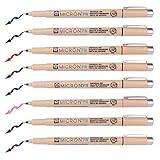 Sakura Pigma Micron Fine Line Pen High Light and Soft Head Pen Manga Drawing- Assorted 8 Pens set (Assorted colors, PN-8 Pens)