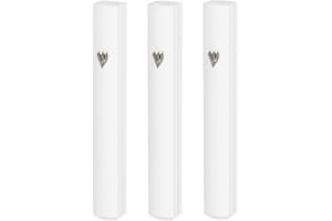HolYudaica 3-Pack - Aluminum Mezuzah Case for 4/5inch-10/12cm Mezuzah Scroll, Easy Peel and Stick, for Door Mezuzah Scroll (Scroll Not Included) - Weather Proof Case Protection (5inch, White)