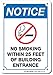 No Smoking Within 25 Feet Of Building Entrance Sign, 7