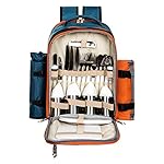 ORICSSON Picnic Backpack Bag for 4 Person with Cooler Compartment, Detachable Bottle/Wine Holder,Plates, Cutlery Set and Blanket for Outdoor, Sports, Hiking, Camping, BBQs