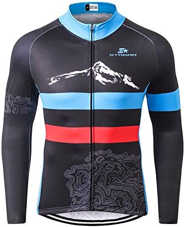 STRGAO Men's Windproof Long Sleeves Jersey Winter Fleece Thermal Cycling Coat Bicycle Bike Jacket Size XL
