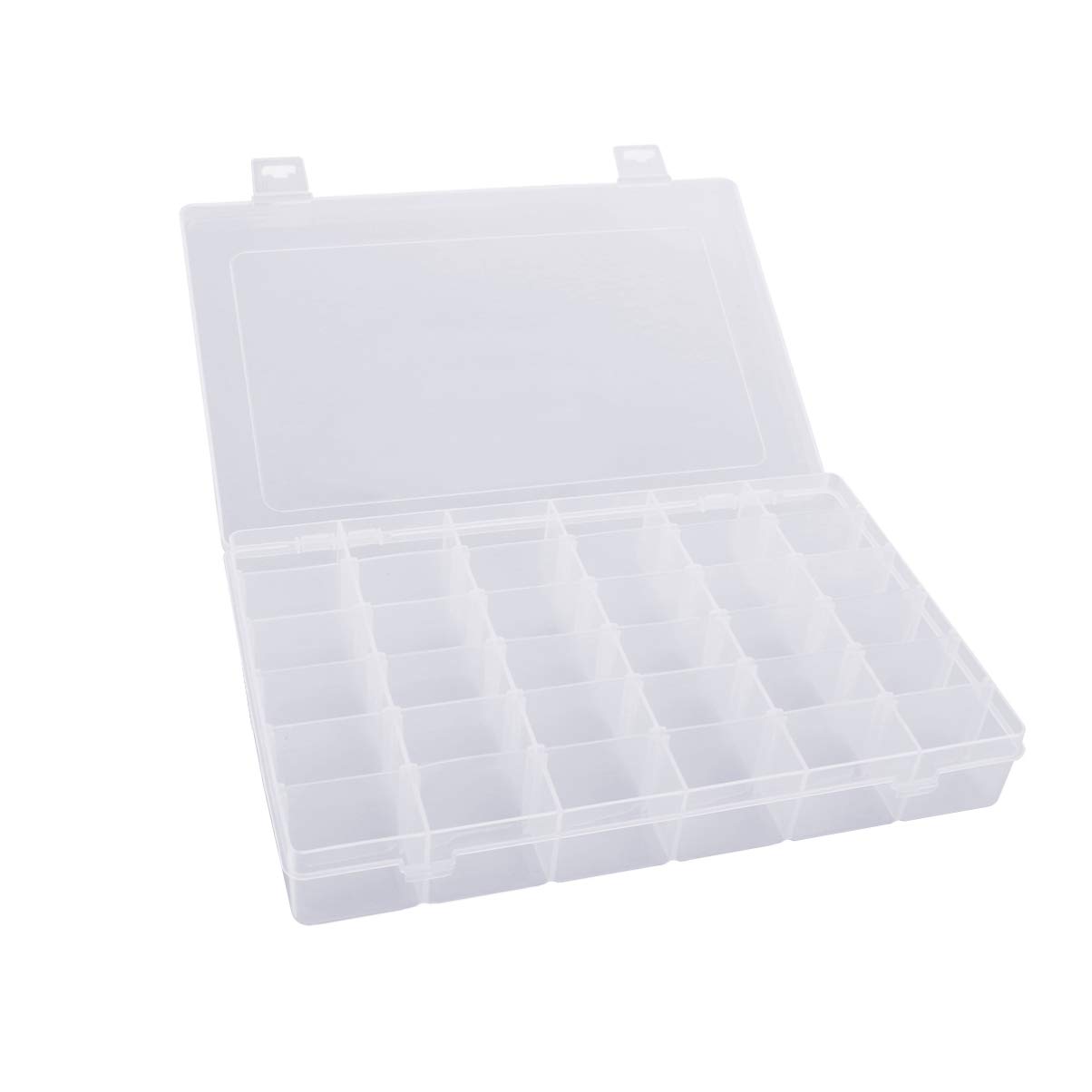 OSALADI 36 Grids Organizer Box with Adjustable Dividers, Clear Bead Sorter Container Jewelry Organizer Box Container Case for Storage Crafts