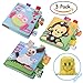 JUOIFIP My First Baby Soft Book Nontoxic Fabric Baby Cloth Books Early Education Toys Activity Crinkle Cloth Book for Toddler, Infants and Kids for Baby Shower Sleep(3 Pack Large Size)