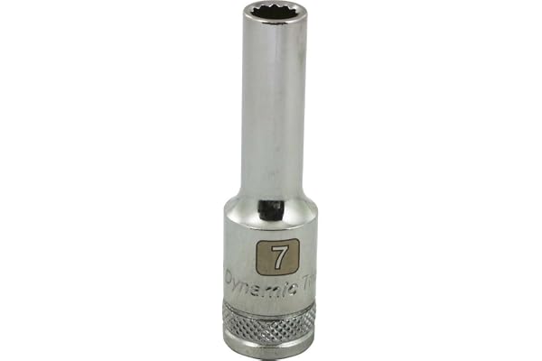 Dynamic Tools 3/8-Inch Drive 12 Point Metric, 7-Millimeter Deep Length, Chrome Finish Socket