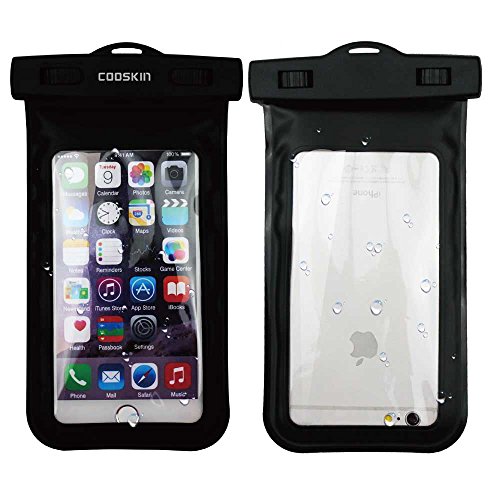 COOSKIN®Universal Waterproof Case Dry Bag with lanyard for iPhone 5SE 6s, 6 plus, 6, 6 plus, 5, 5s, Samsung Galaxy; Perfect for Outdoor Sports and IPX8 Certified to 100 Feet (Black)