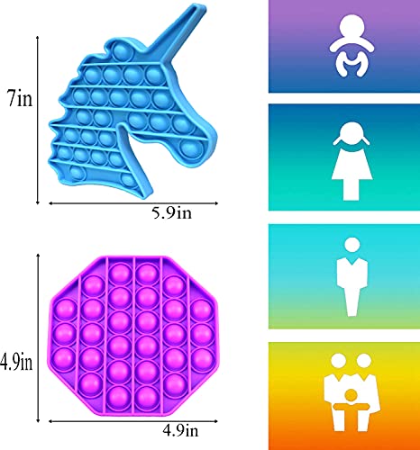 Runlycan Push Pop Bubble Fidget Sensory Toy, Push Pop Fidget Toy, Sensory Fidget Toys Poppers Autism Special Needs Stress Relief Silicone Pressure Relieving Squeeze Toys for Kids Adults