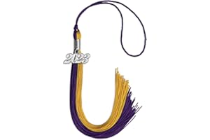 Endea Graduation Double Color Tassel with Silver Date Drop (Purple/Bright Gold, 2023)