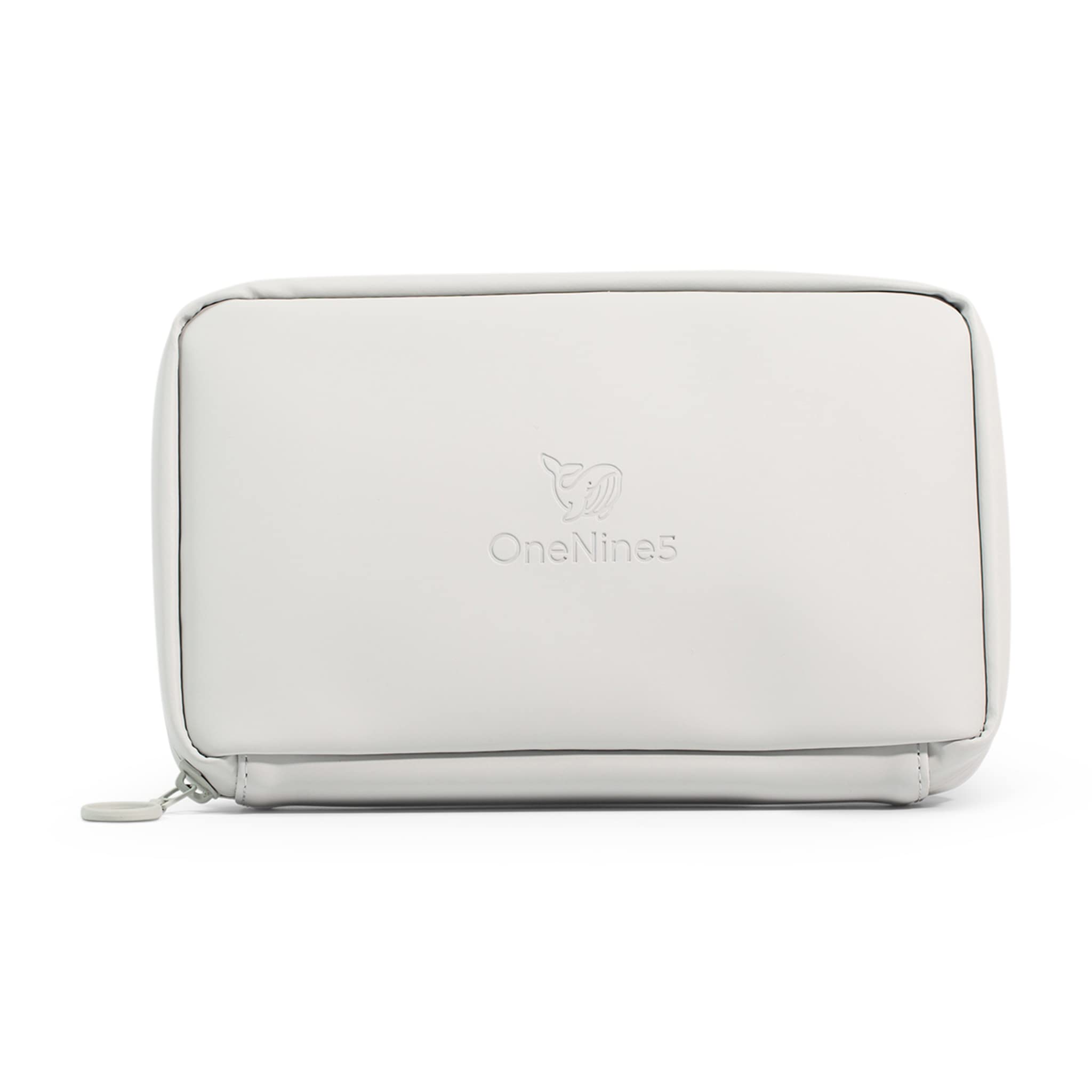 OneNine5 Eco-Friendly Essentials Pouch, Moeraki Grey. Organiser & Bag for Makeup, Cosmetics, Tech, Wires, Valuables & Everyday Accessories. Vegan Leather & 100% Recycled Plastic Lining.